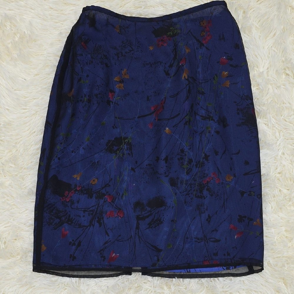 Mixit Y2K Dark Blue Floral Pencil Skirt